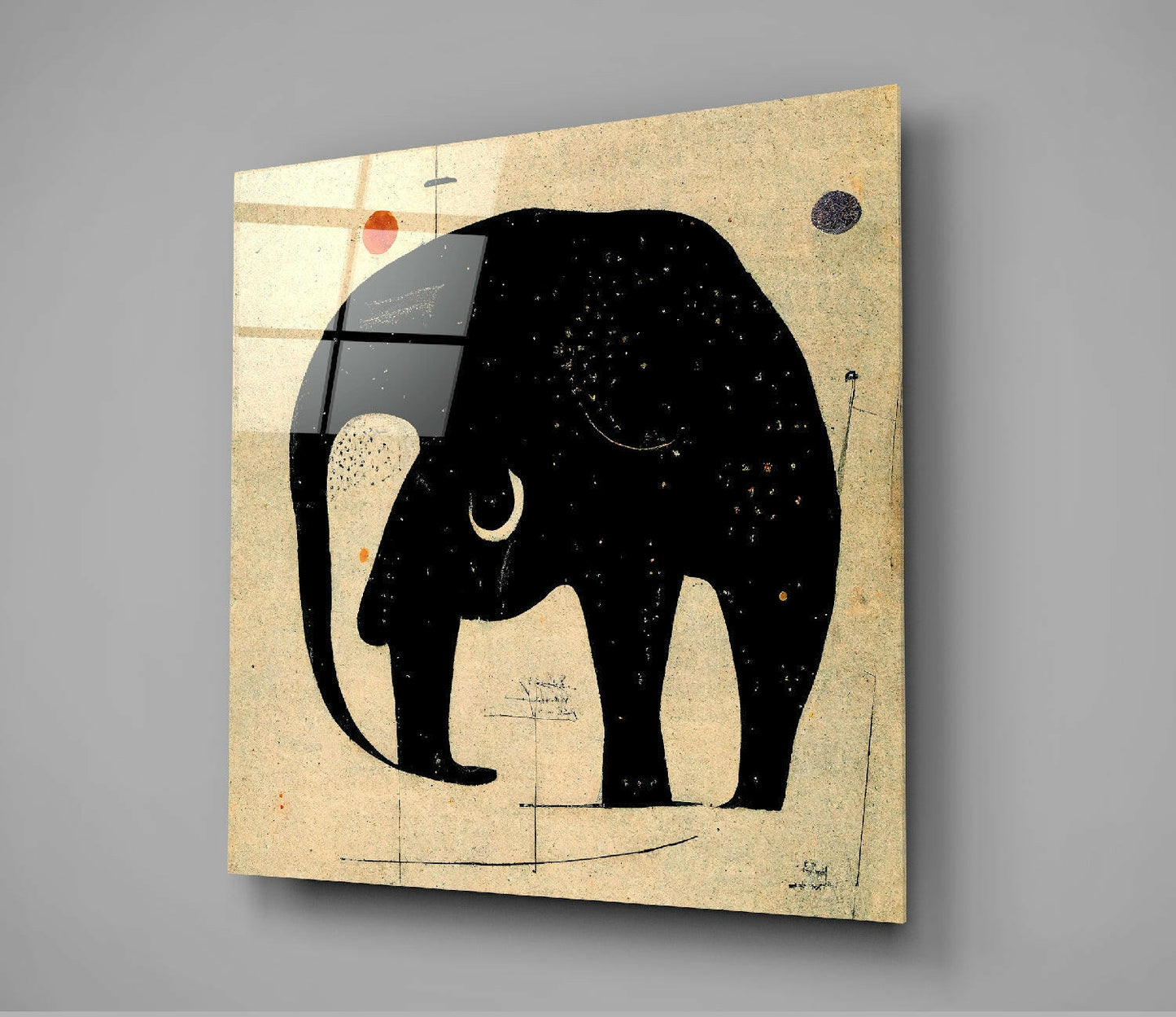 Abstract Geometric Elephant Glass Wall Art