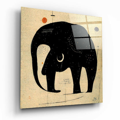 Abstract geometric elephant bold color blocks on tempered glass wall art modern style