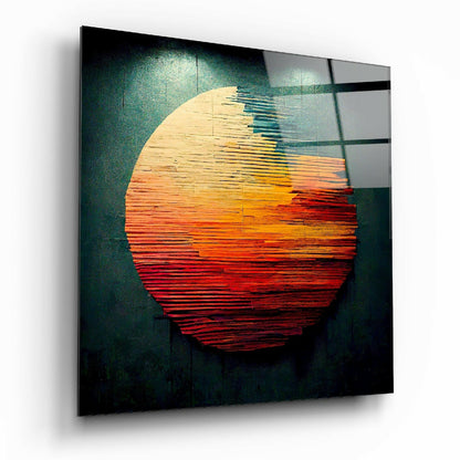 Sun glass wall art hanging on a living room wall
