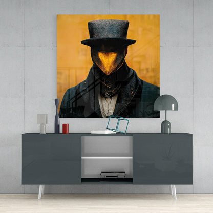 The Beak Behind the Masks Glass Wall Art
