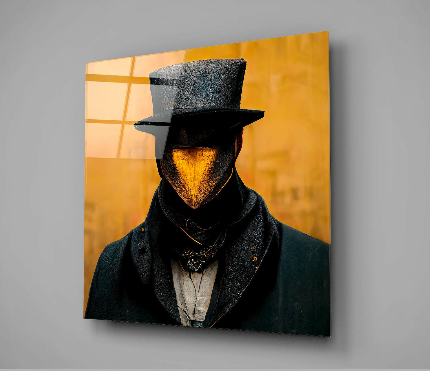 The Beak Behind the Masks Glass Wall Art