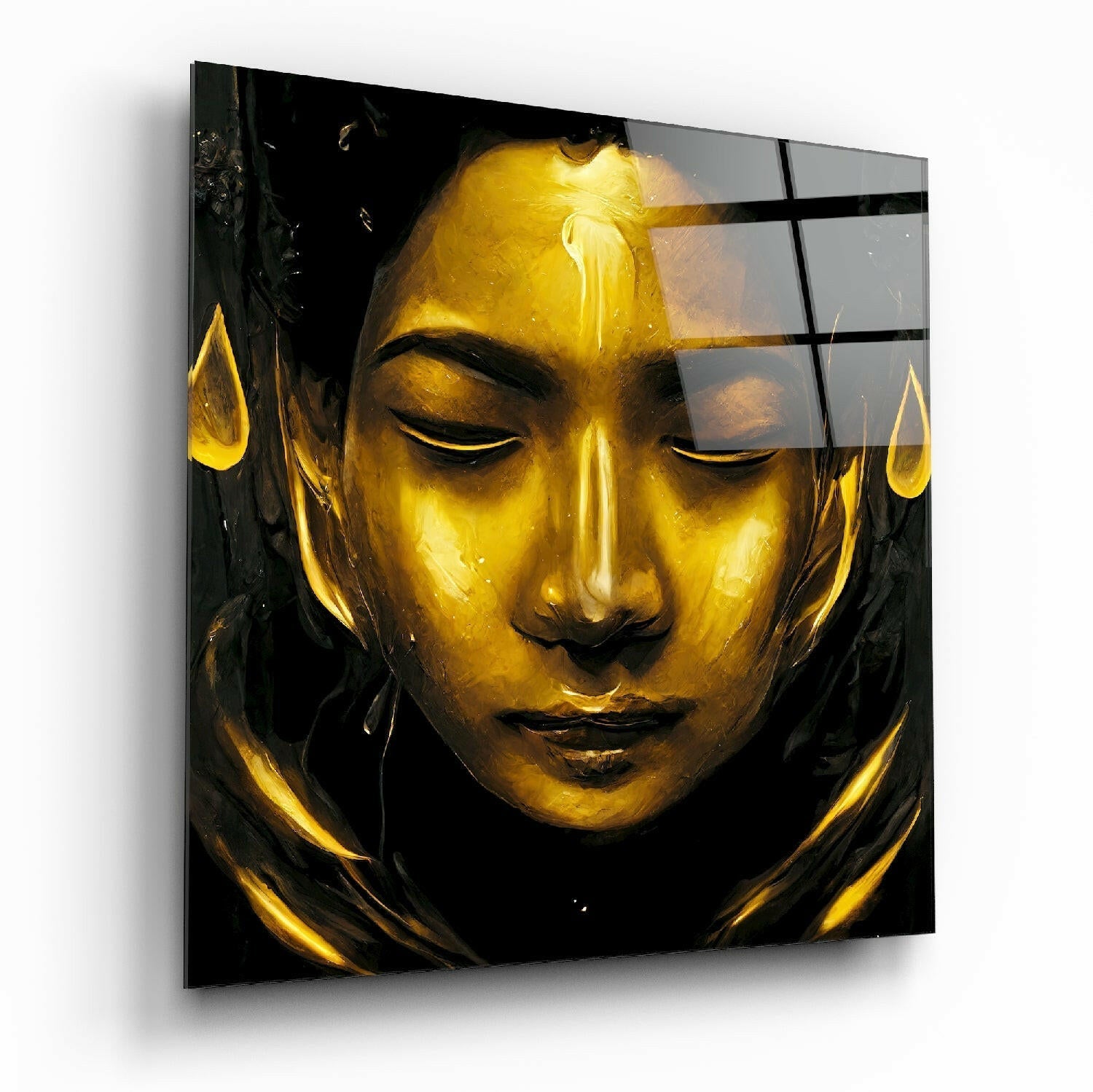 Goddess glass wall art with figurative art design