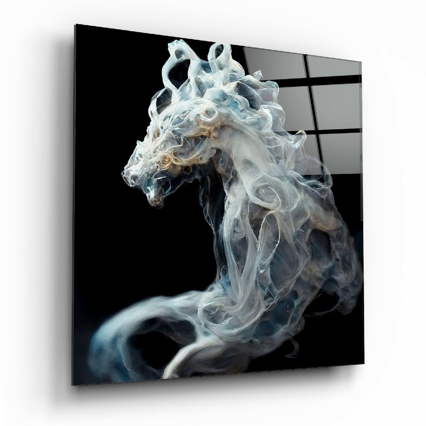 Smoky horse glass wall art
