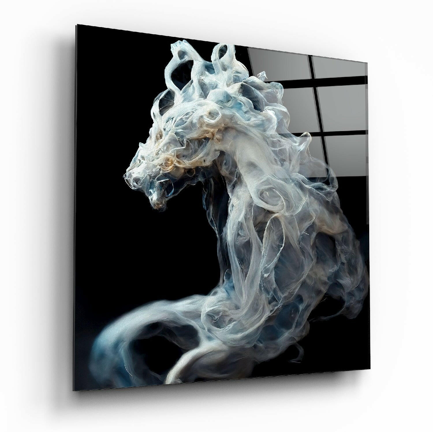 Smoky horse glass wall art