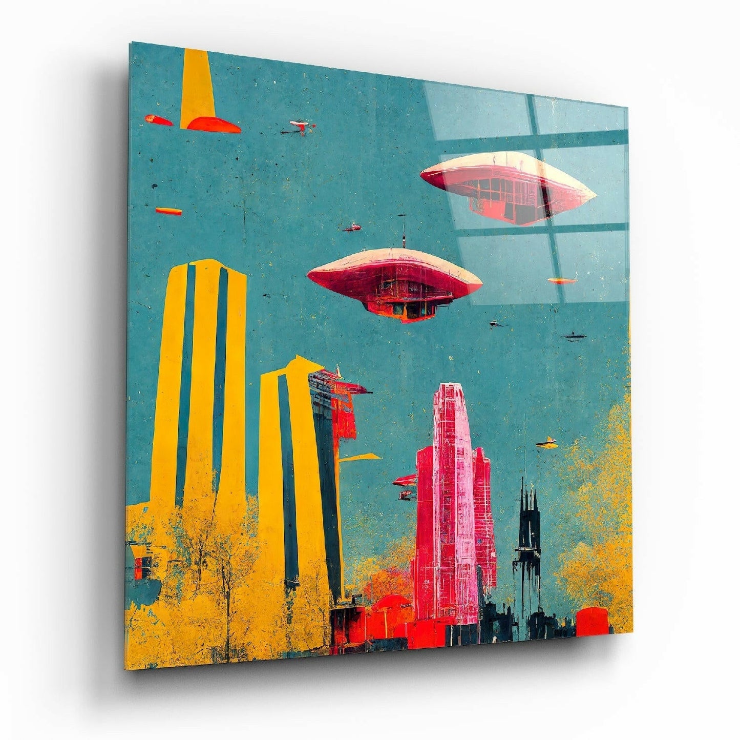 Future glass wall art with futuristic abstract design