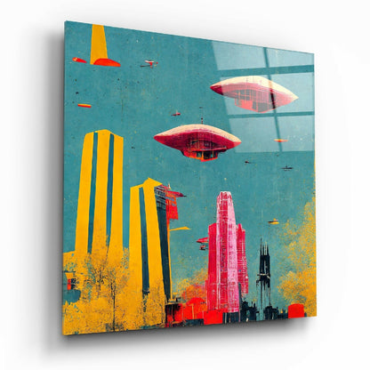 Future glass wall art with futuristic abstract design