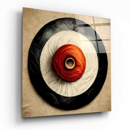 Mysticism glass wall art hanging on a living room wall