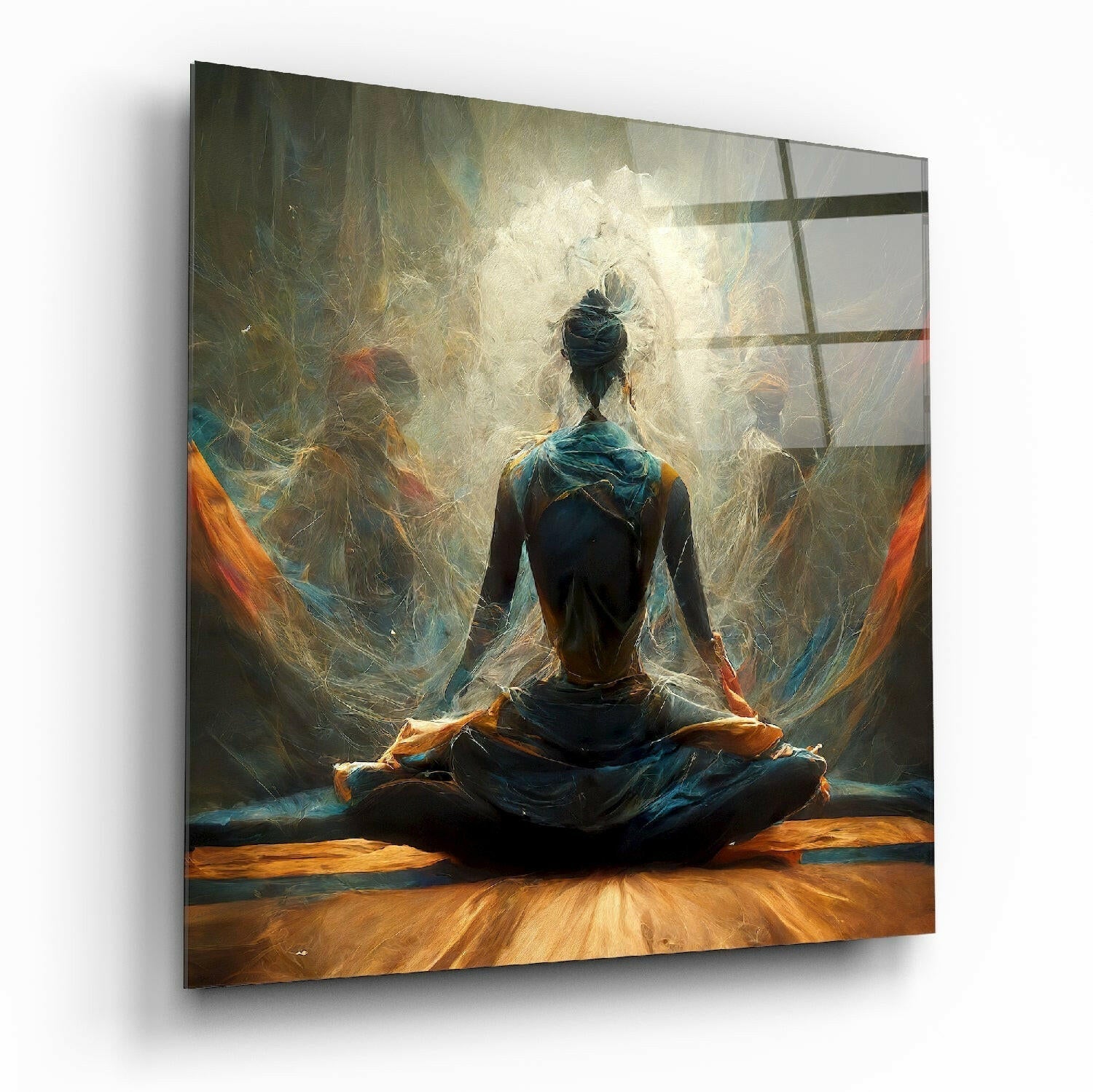 Stillness meditation glass wall art on high-gloss tempered glass