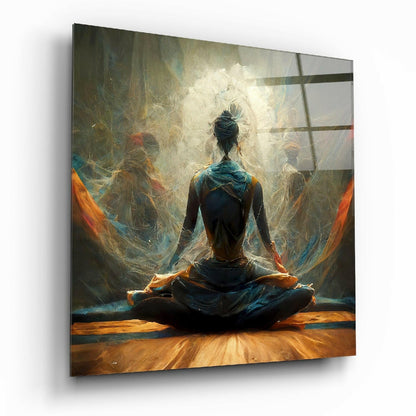 Stillness meditation glass wall art on high-gloss tempered glass