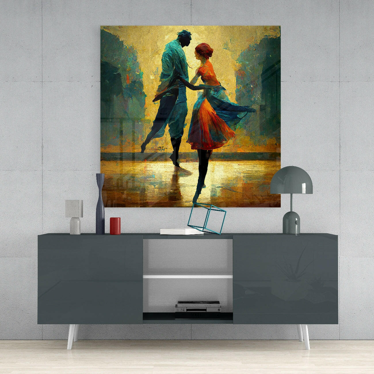 Dancing in the Rain Glass Wall Art