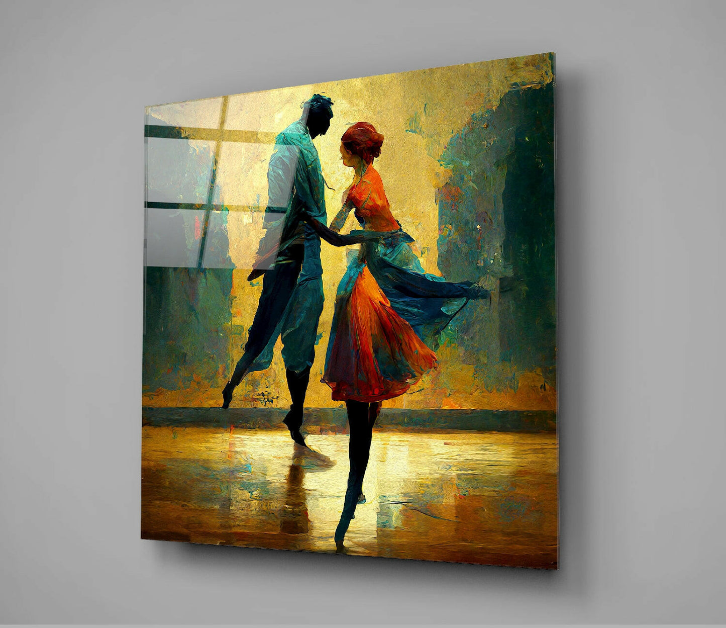 Dancing in the Rain Glass Wall Art