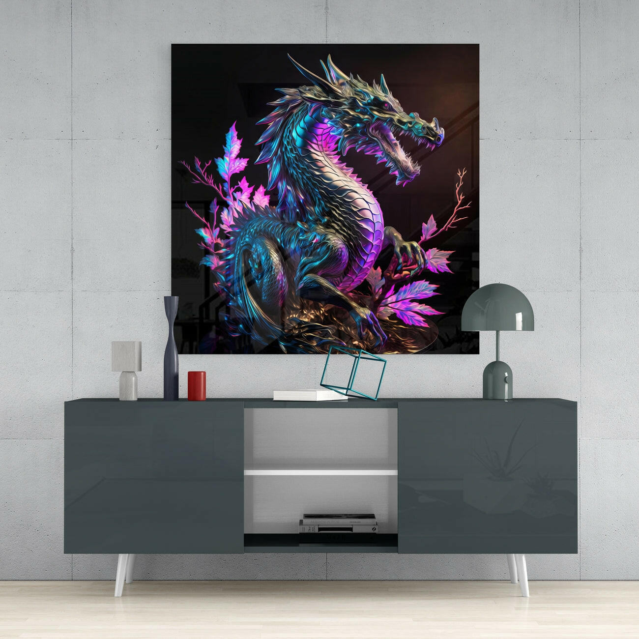 Dragon's Anger Glass Wall Art