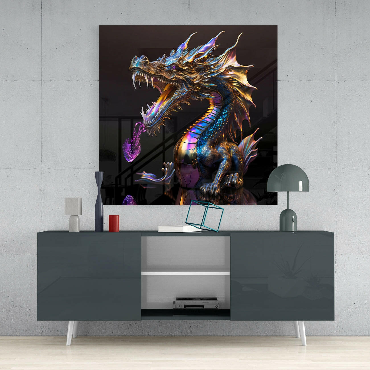 Dragon's Roar Glass Wall Art