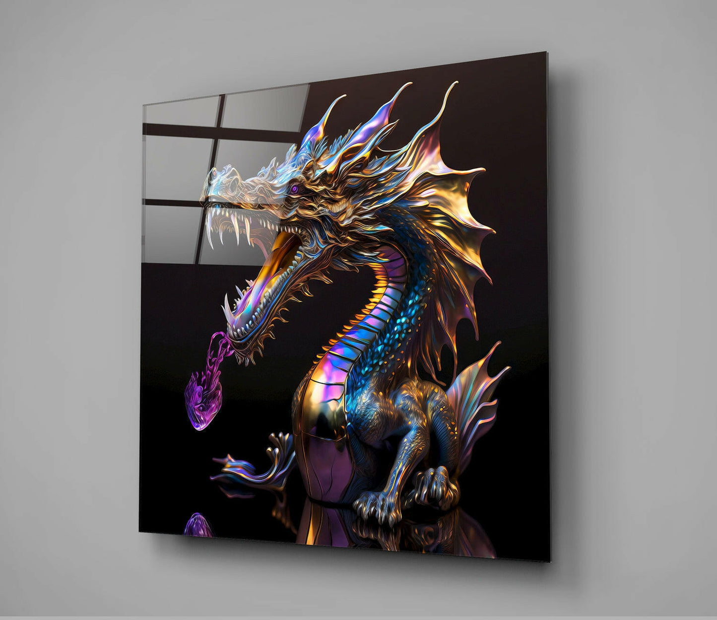 Dragon's Roar Glass Wall Art