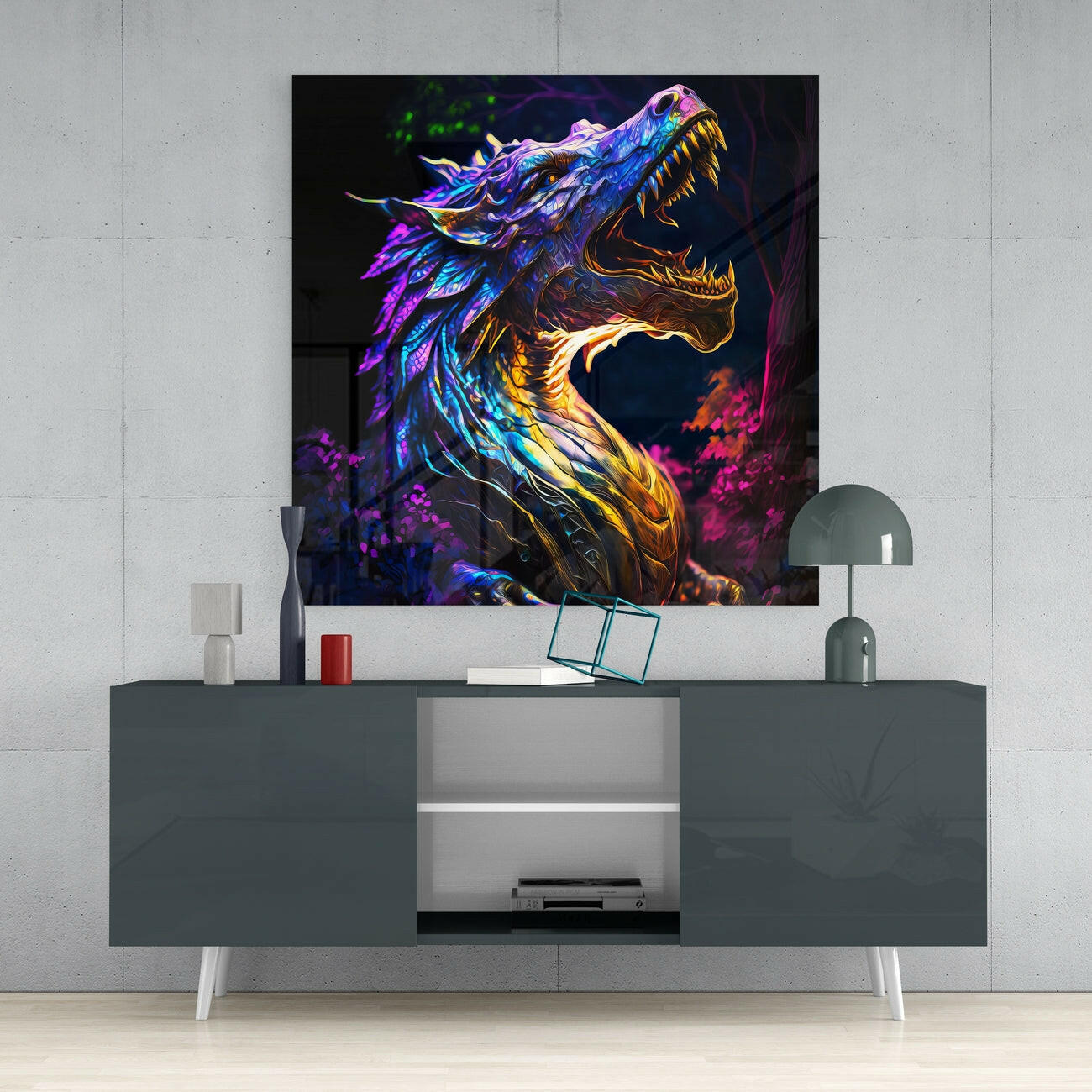 Dragon's Roar Glass Wall Art