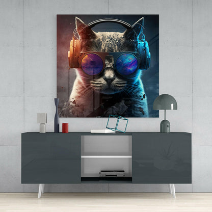 Punky Cat Glass Wall Art