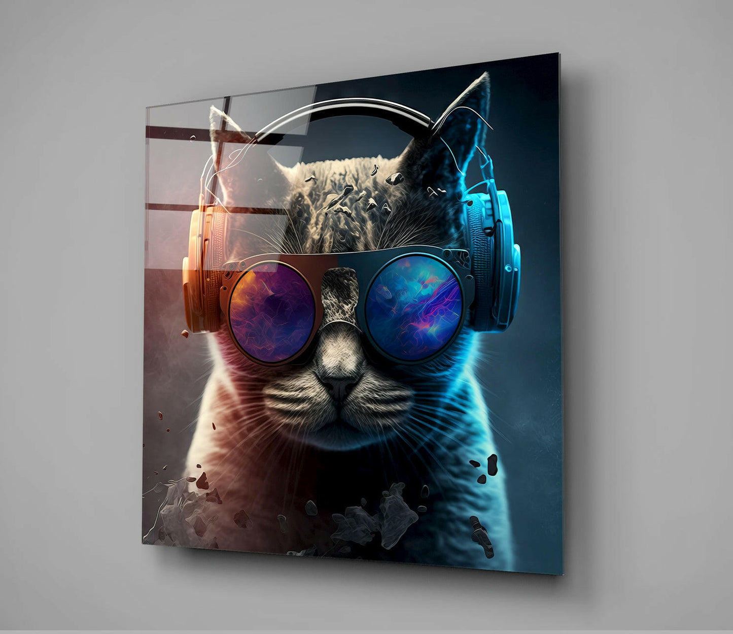 Punky Cat Glass Wall Art