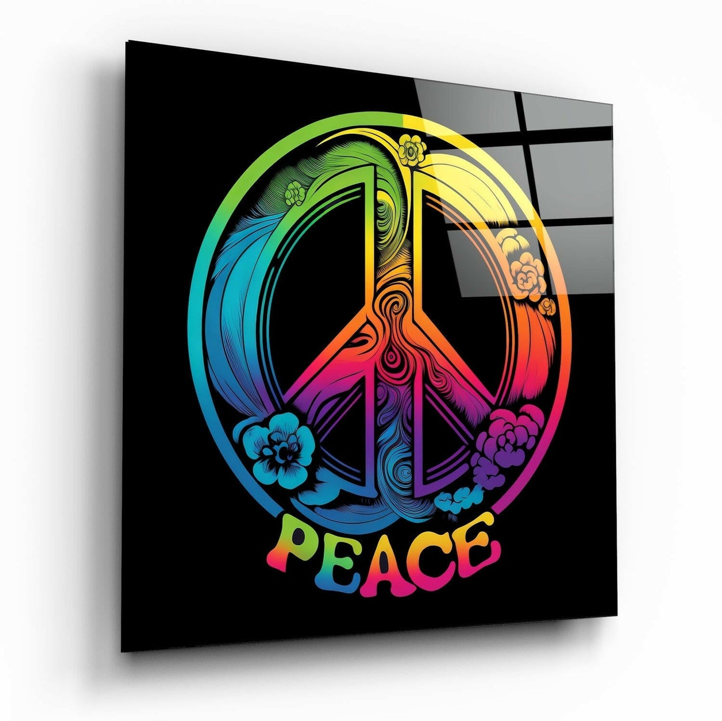 Peace glass wall art abstract design