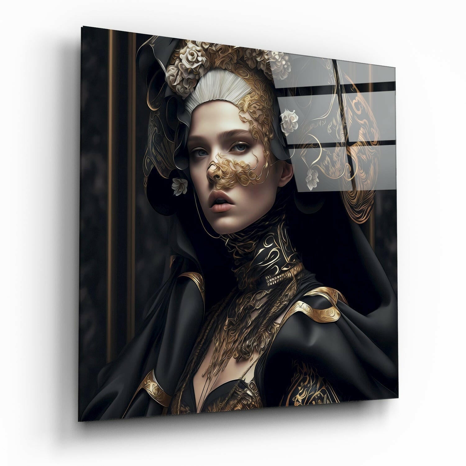 The Queen glass wall art figurative design