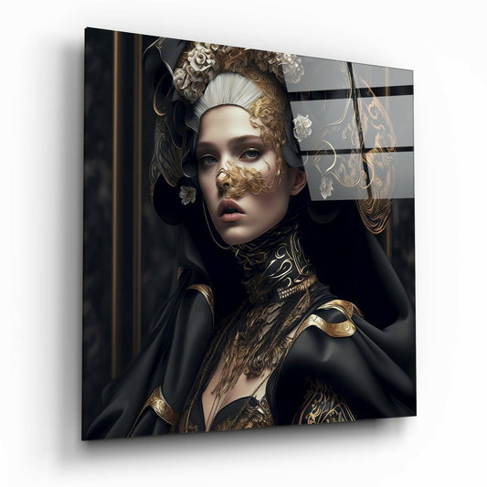 The Queen glass wall art figurative design