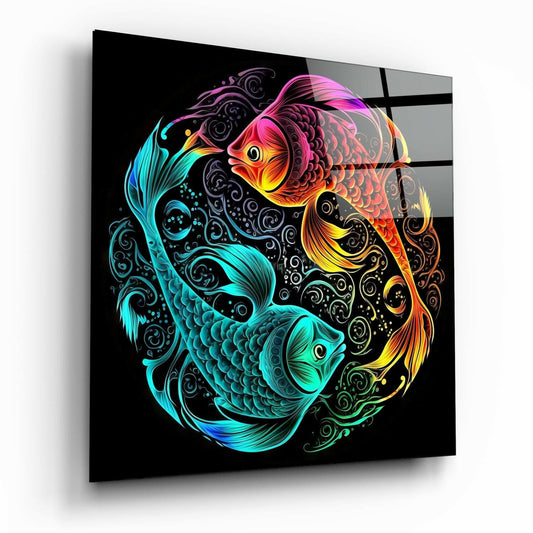 Ying and Yang glass wall art print