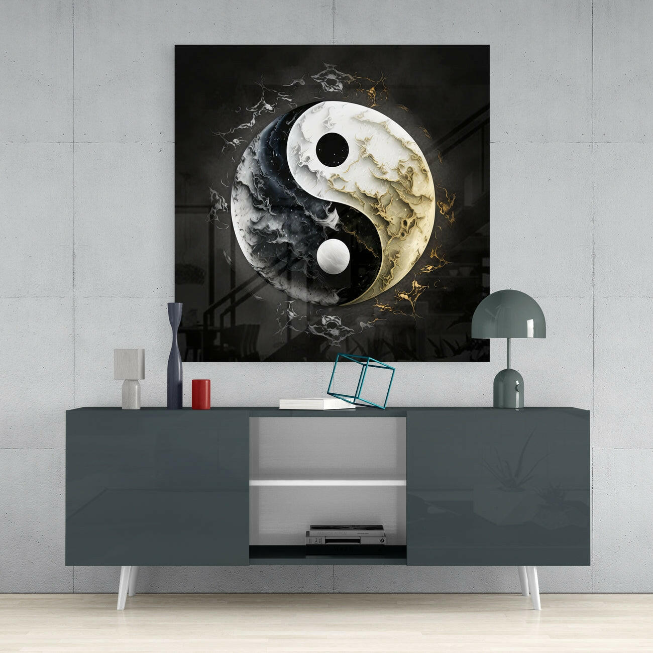 Yin and Yang Glass Wall Art