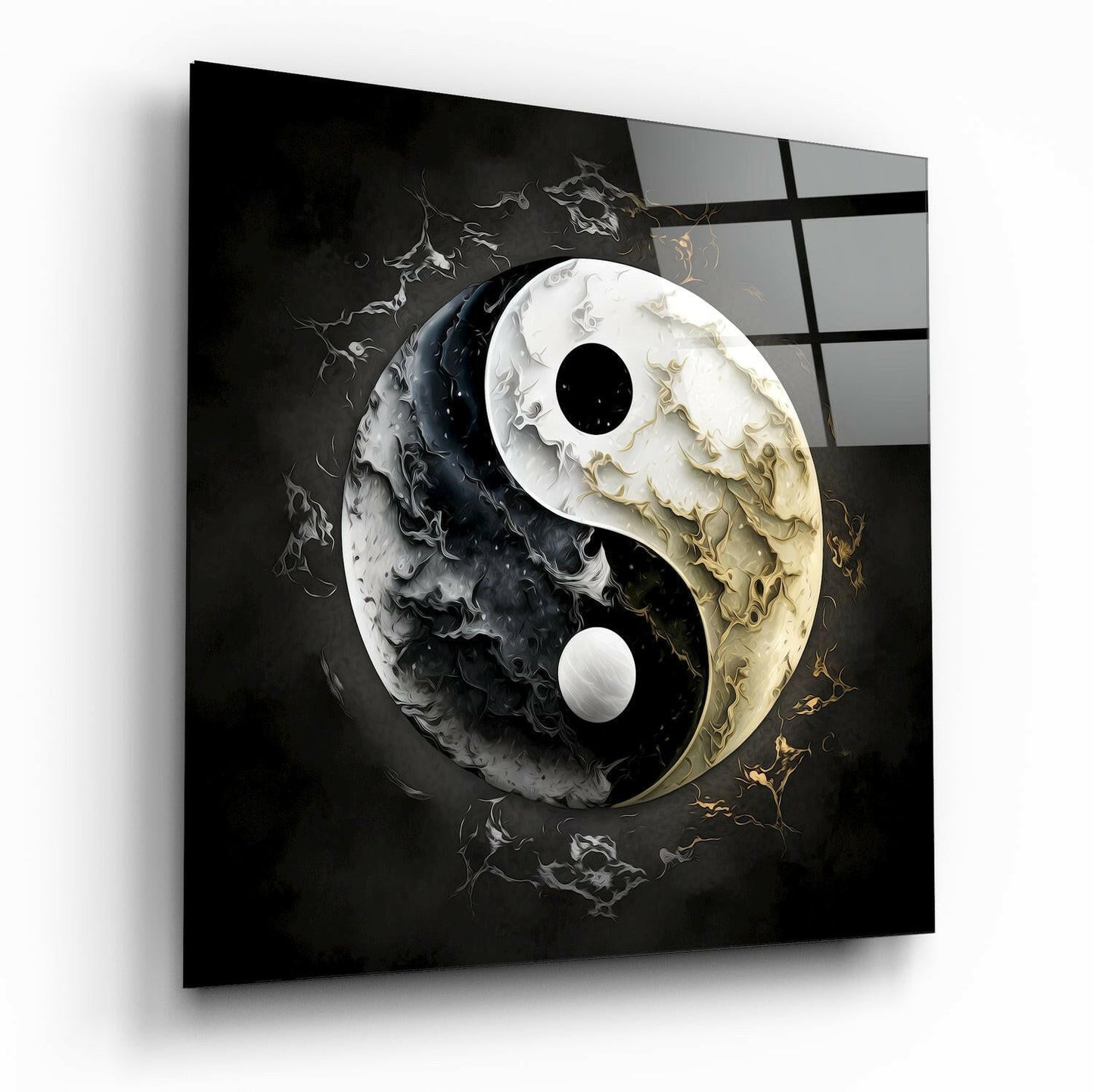 Yin and Yang glass wall art abstract design