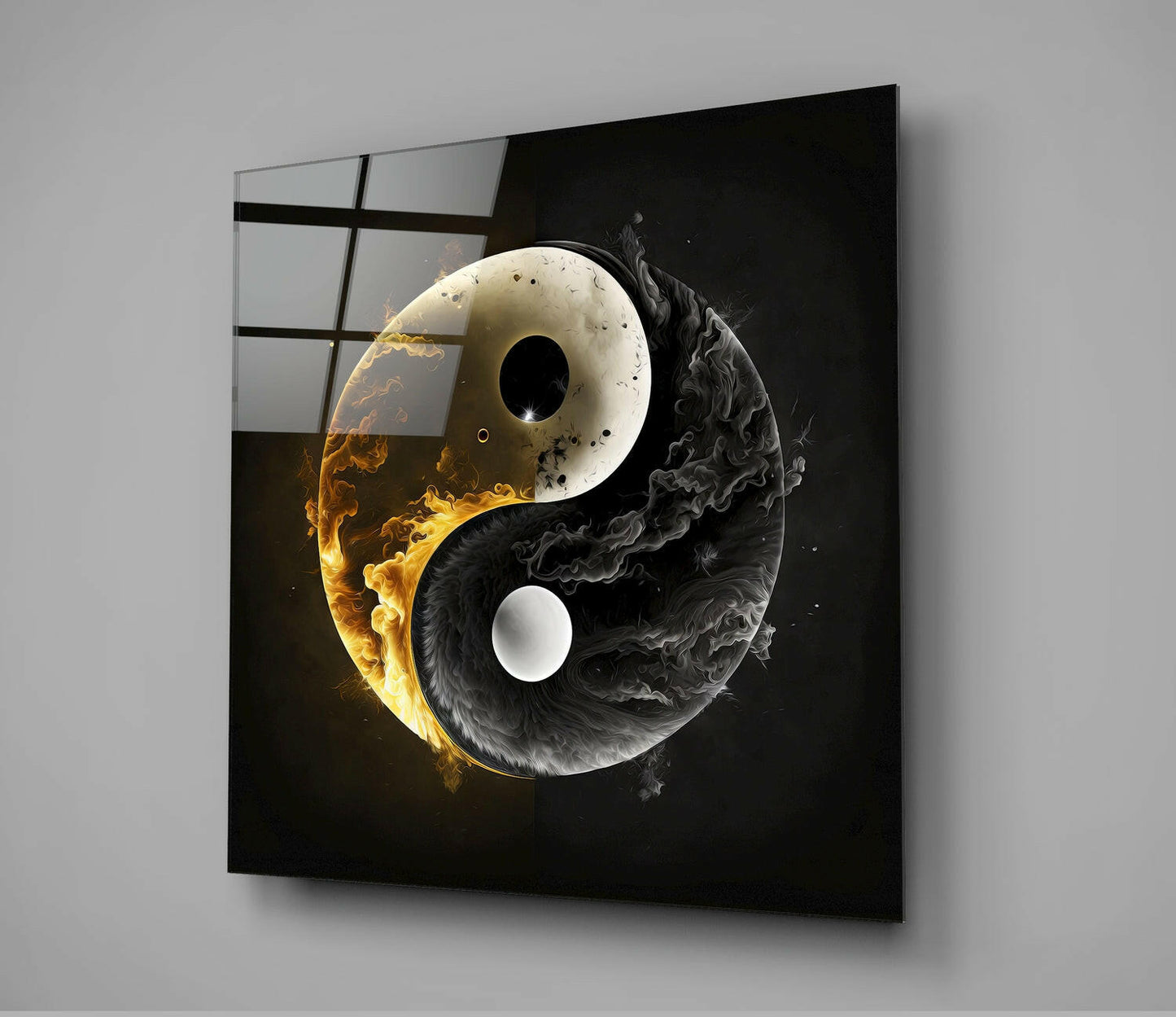 Yin and Yang Glass Wall Art