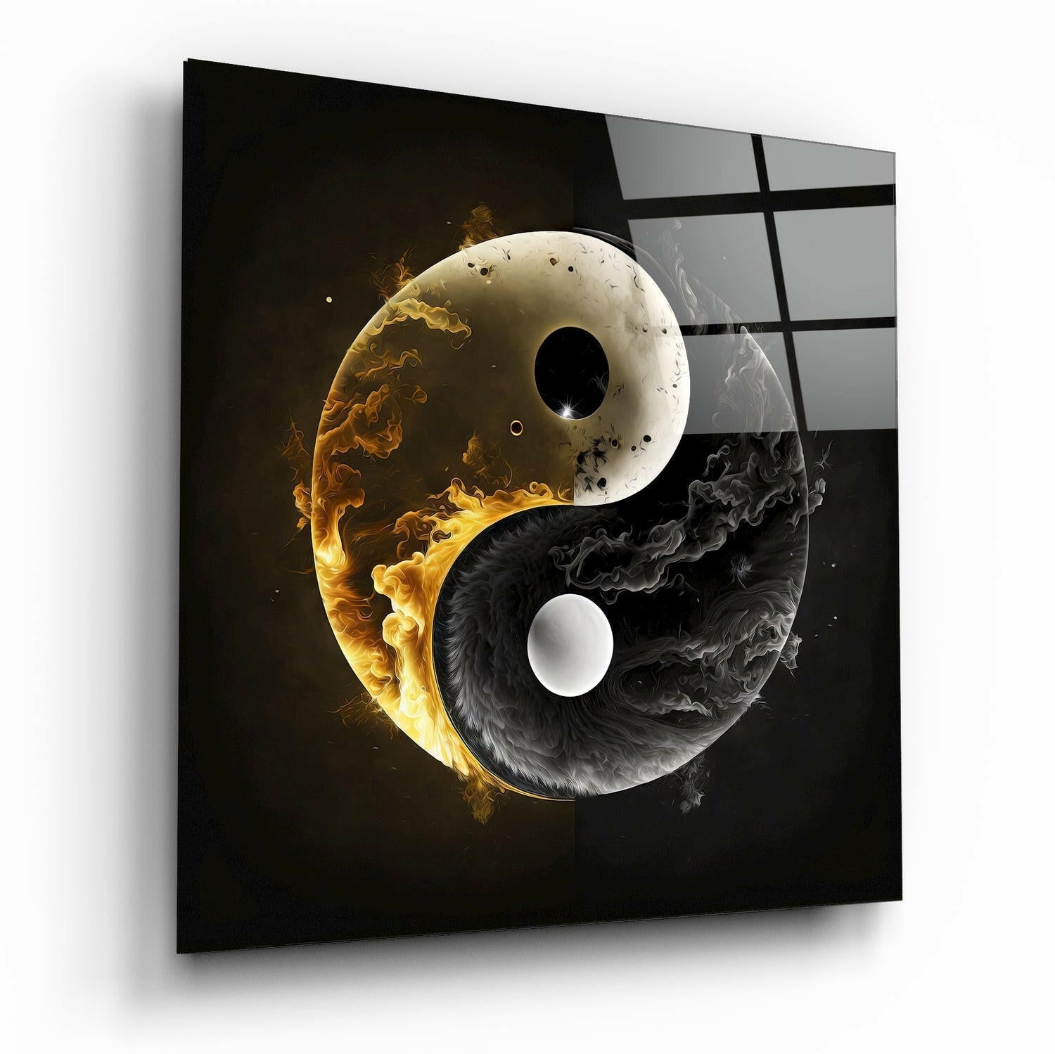 Yin and Yang glass wall art abstract design