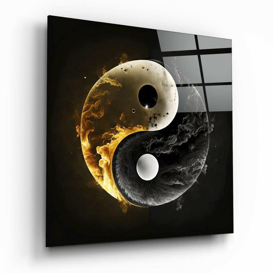 Yin and Yang glass wall art abstract design