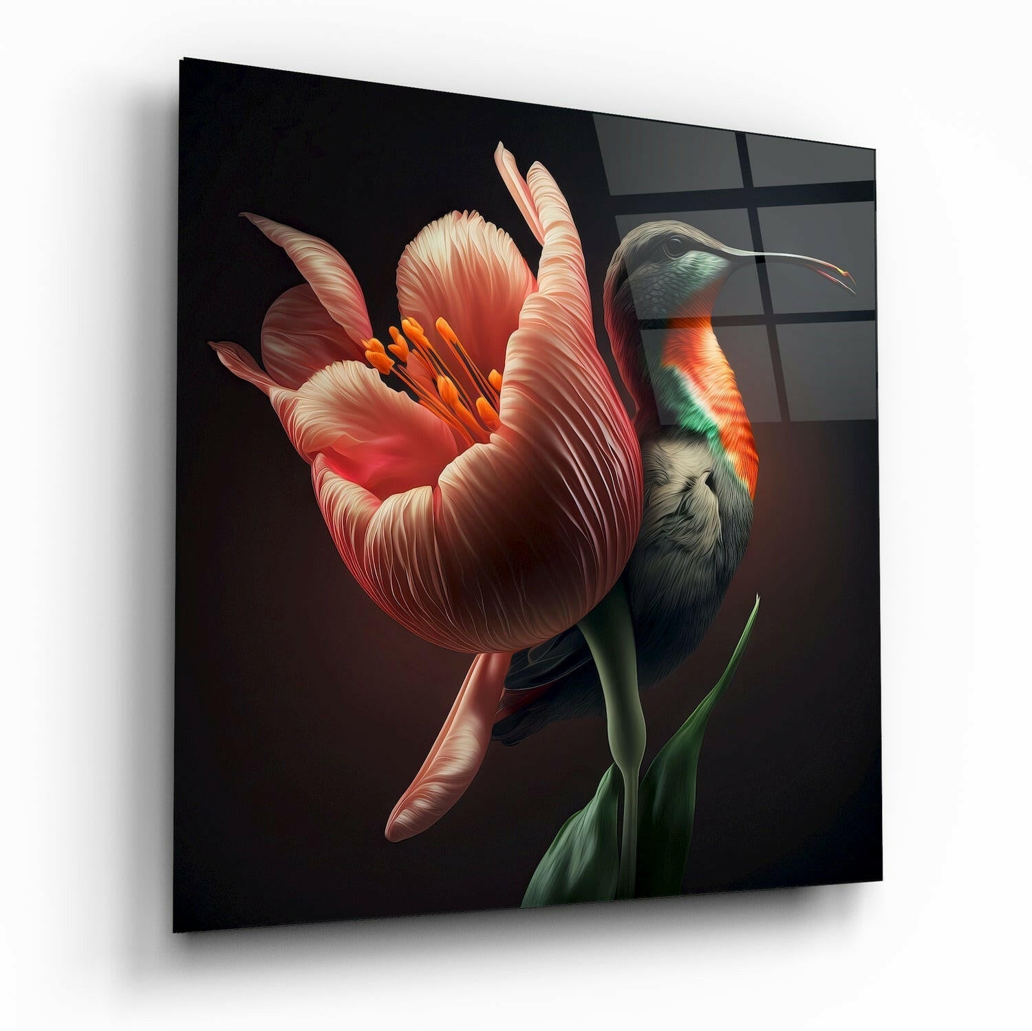 Tropical Beauties glass wall art floral design