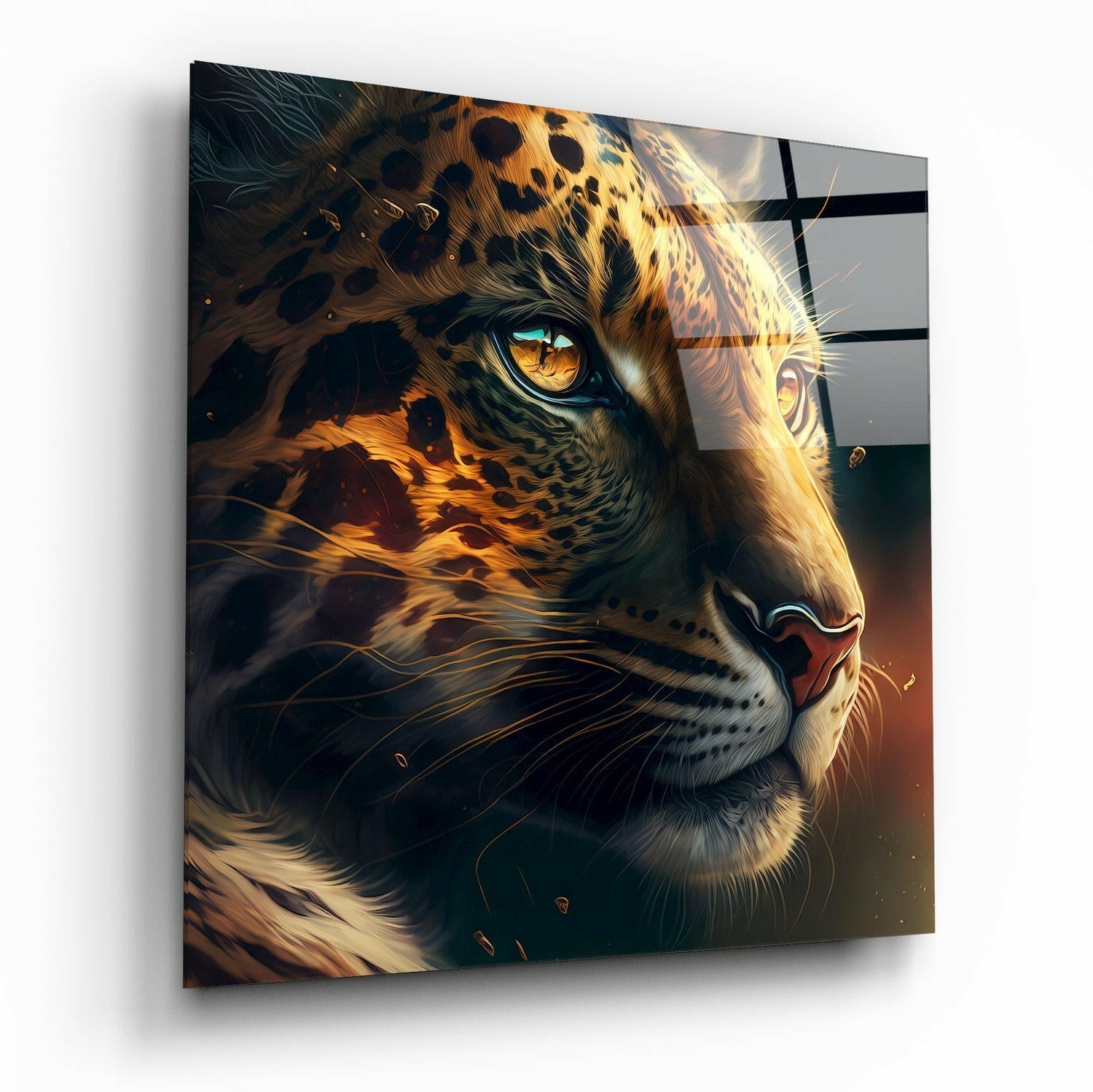 Leopard glass wall art print
