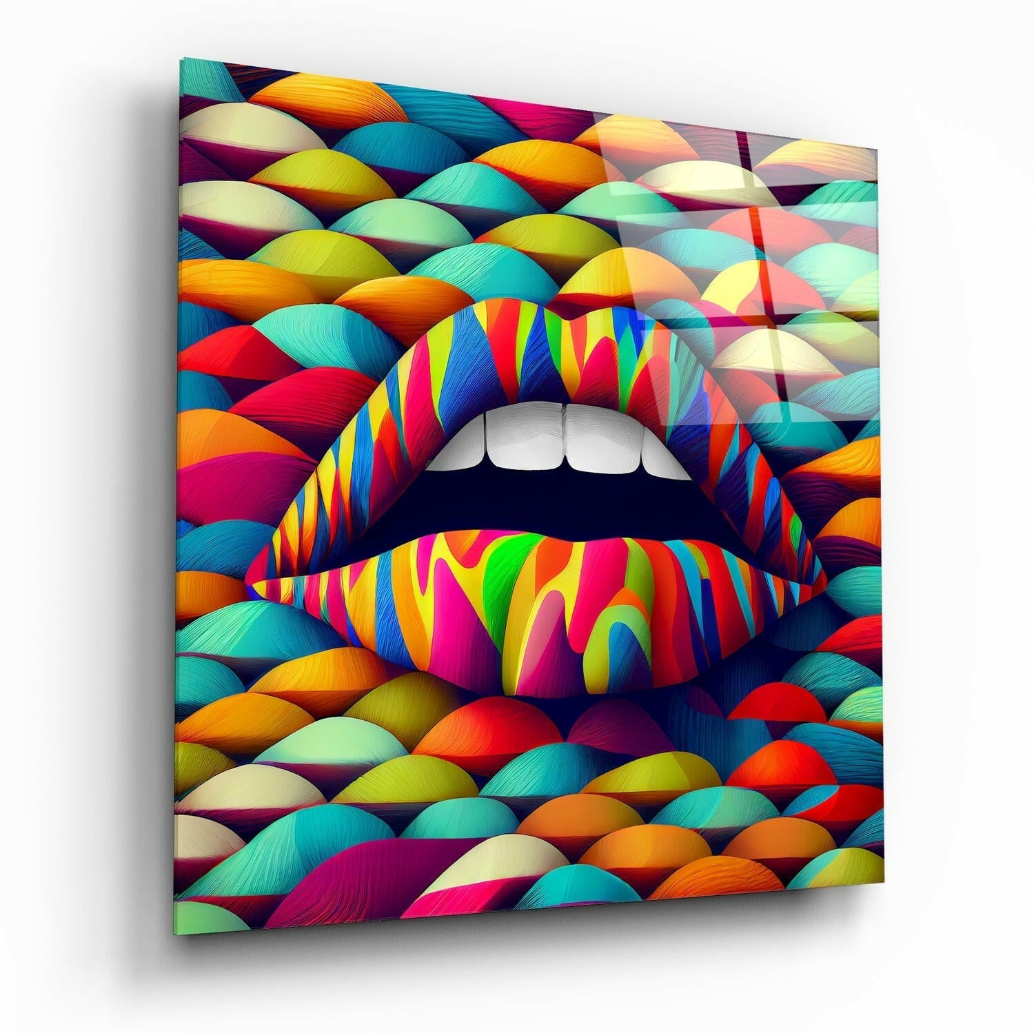 Lips glass wall art print