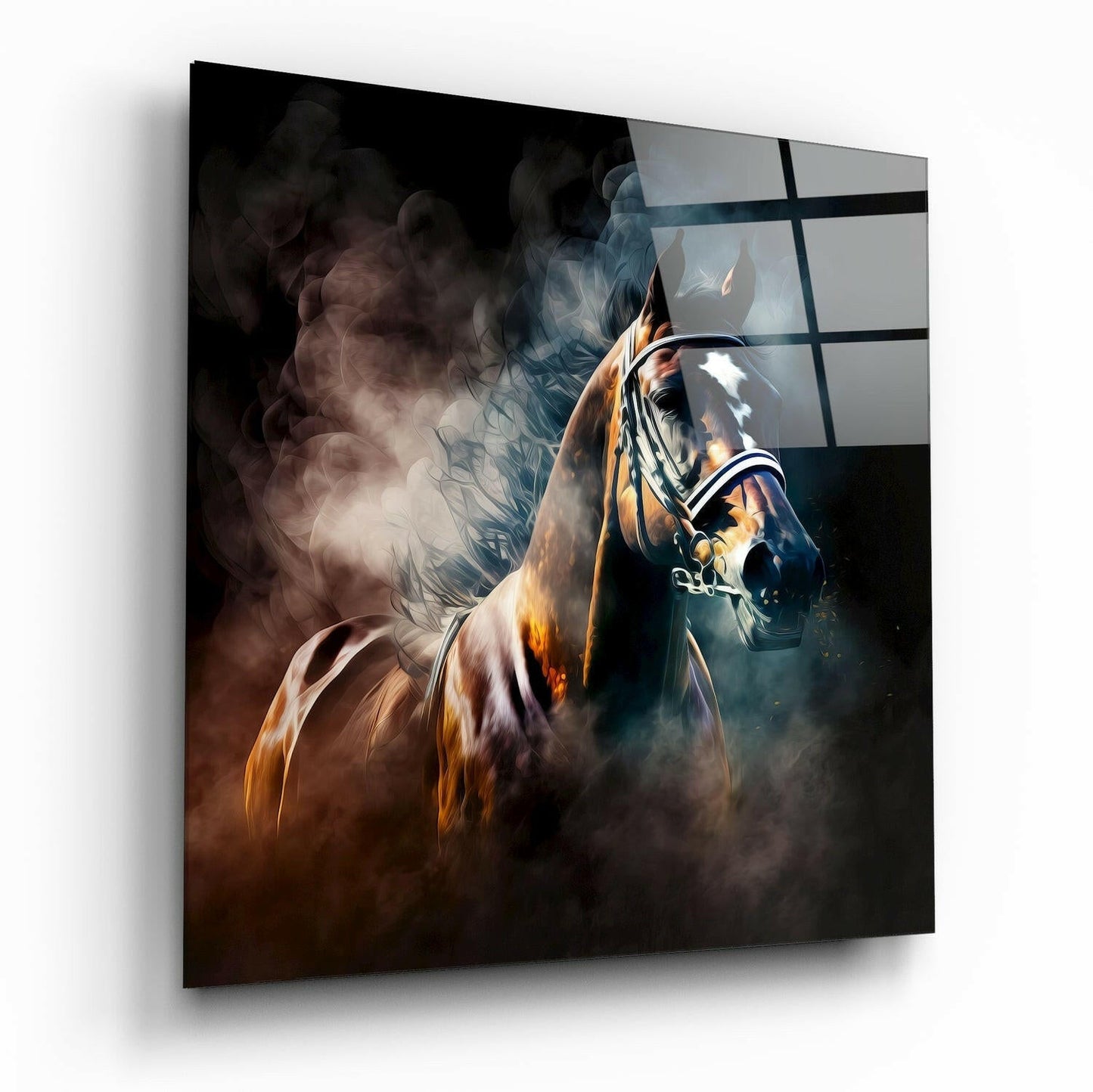 Horse glass wall art animal design