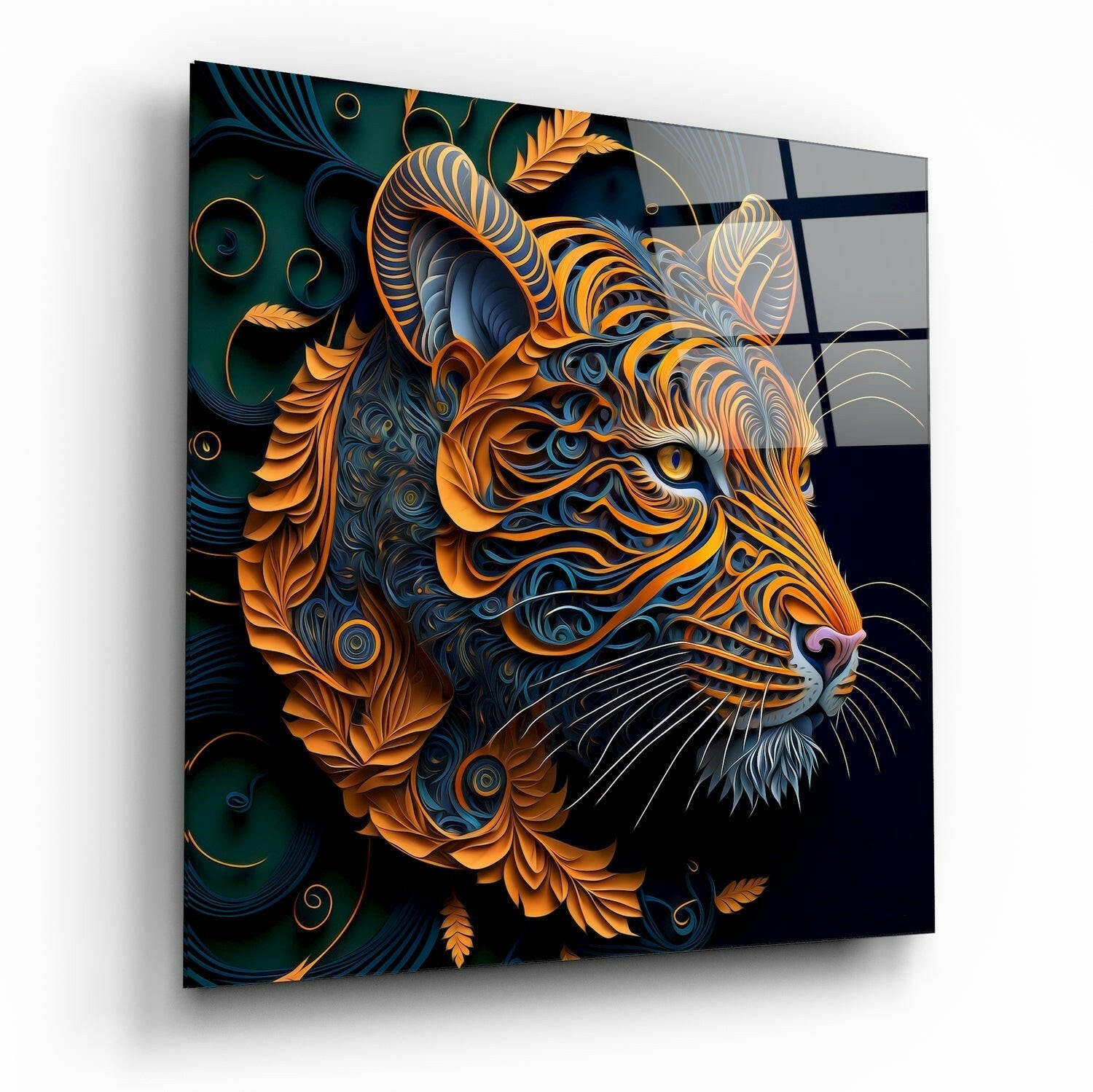 Tiger glass wall art wildlife design