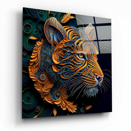 Tiger glass wall art wildlife design