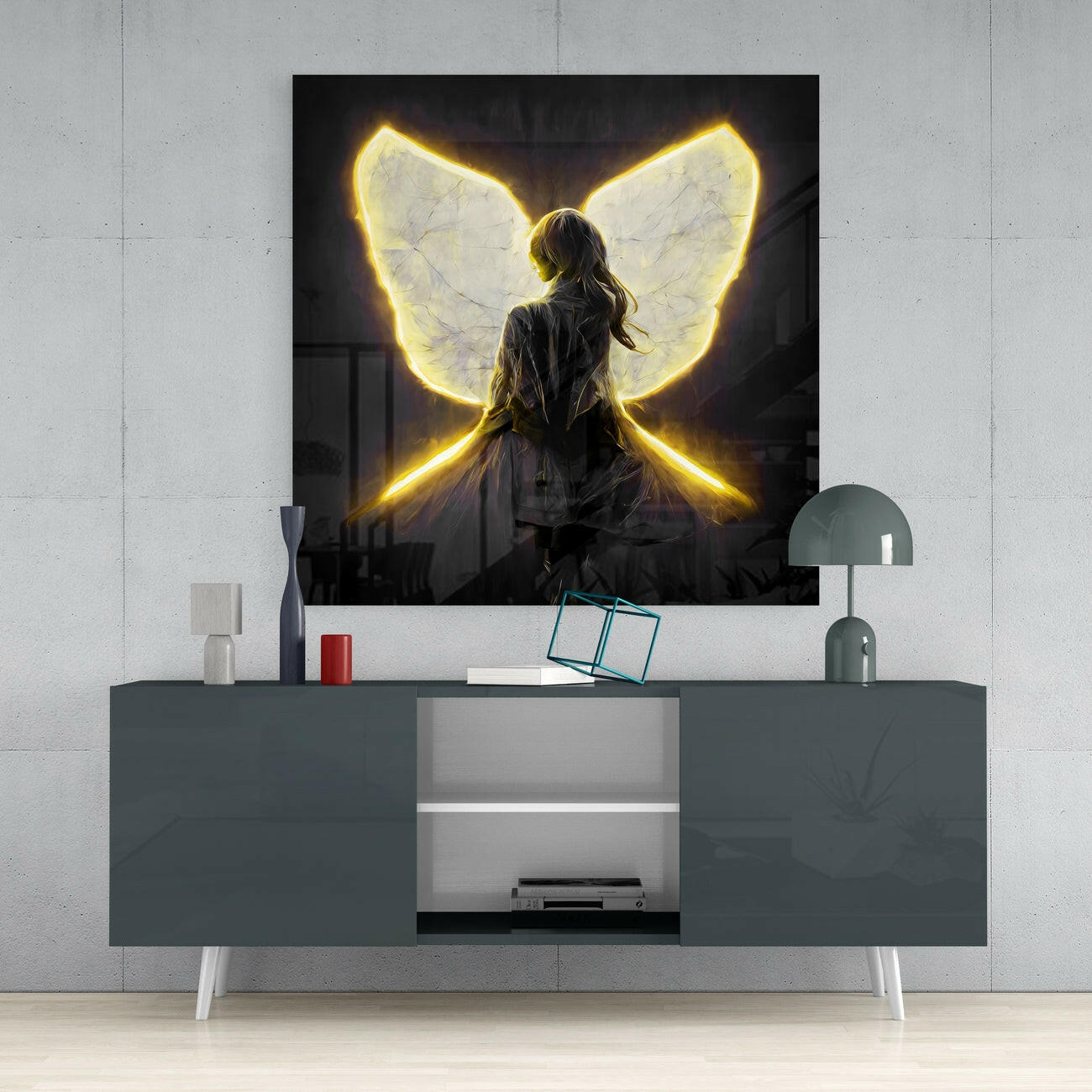 Me Flying Glass Wall Art