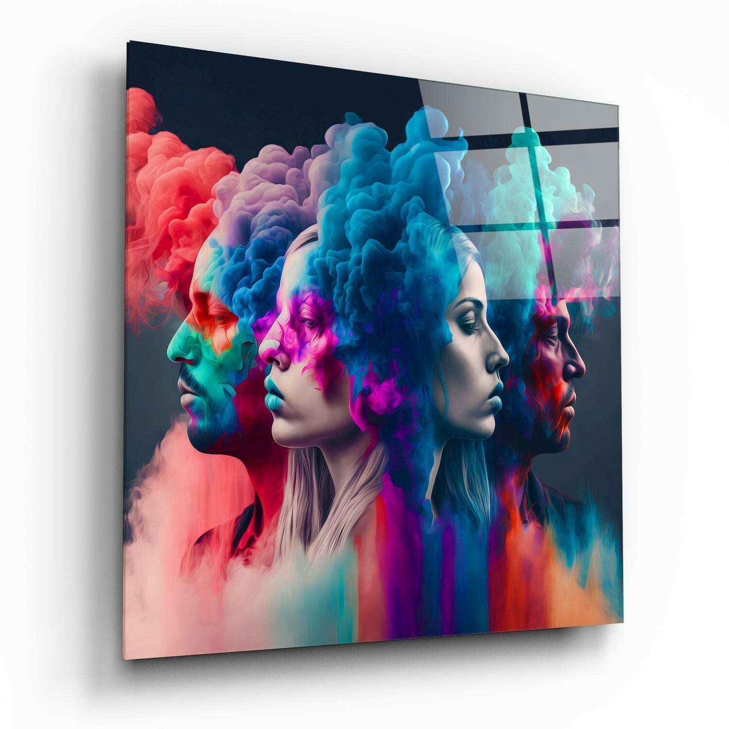 Smoked Thoughts glass wall art figurative design