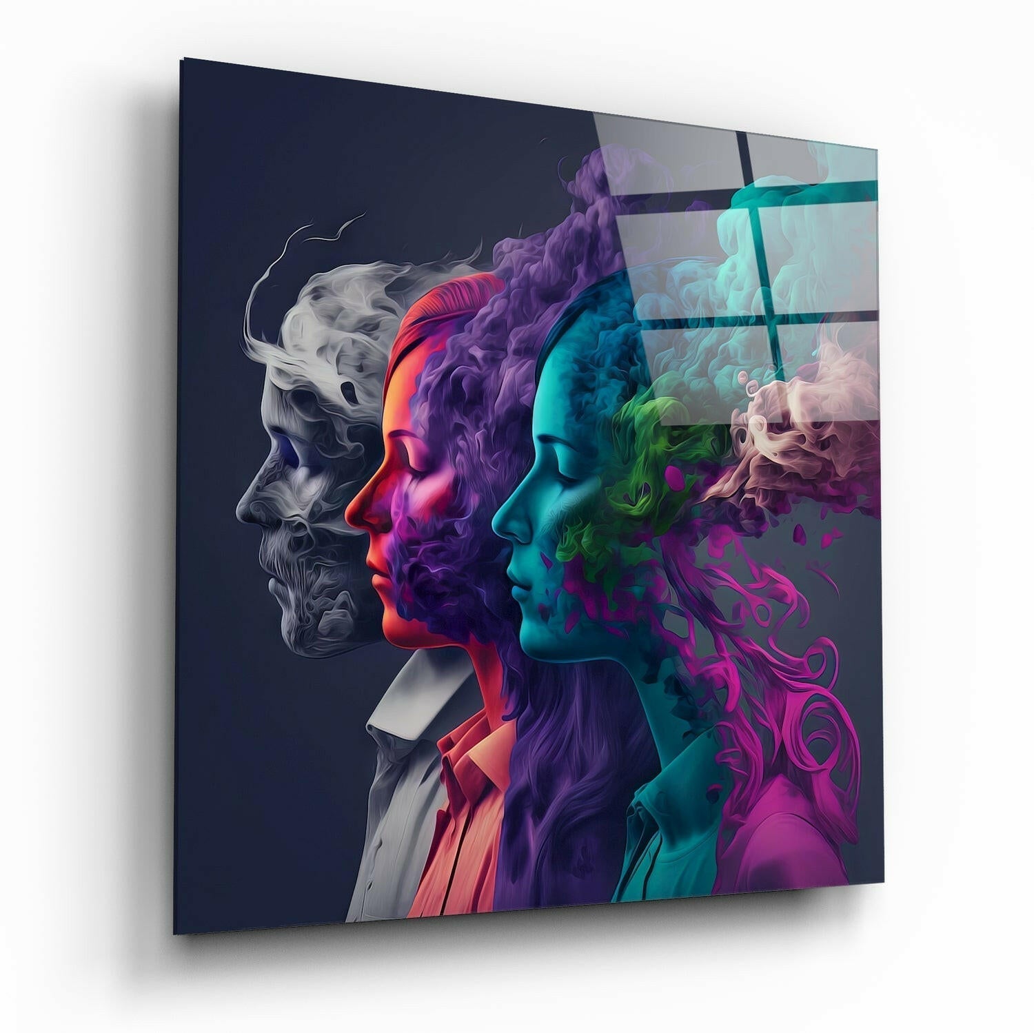 Smoked Thoughts glass wall art figurative design