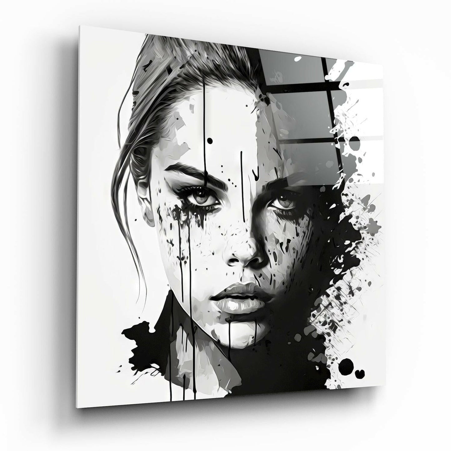 Woman glass wall art figurative portrait