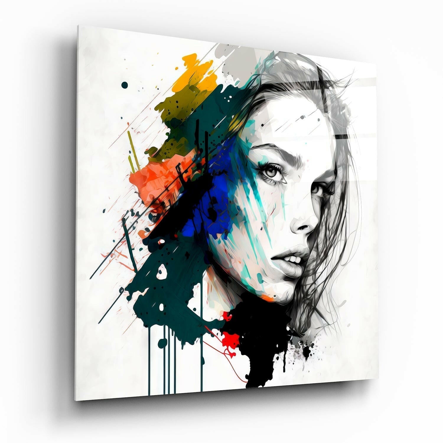 Woman glass wall art figurative portrait
