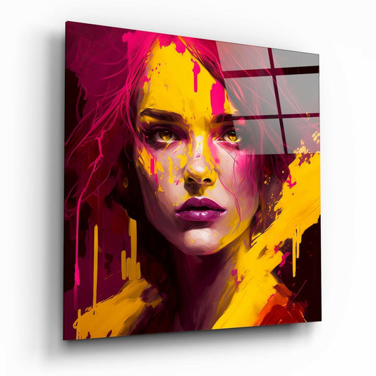 She glass wall art abstract figurative design