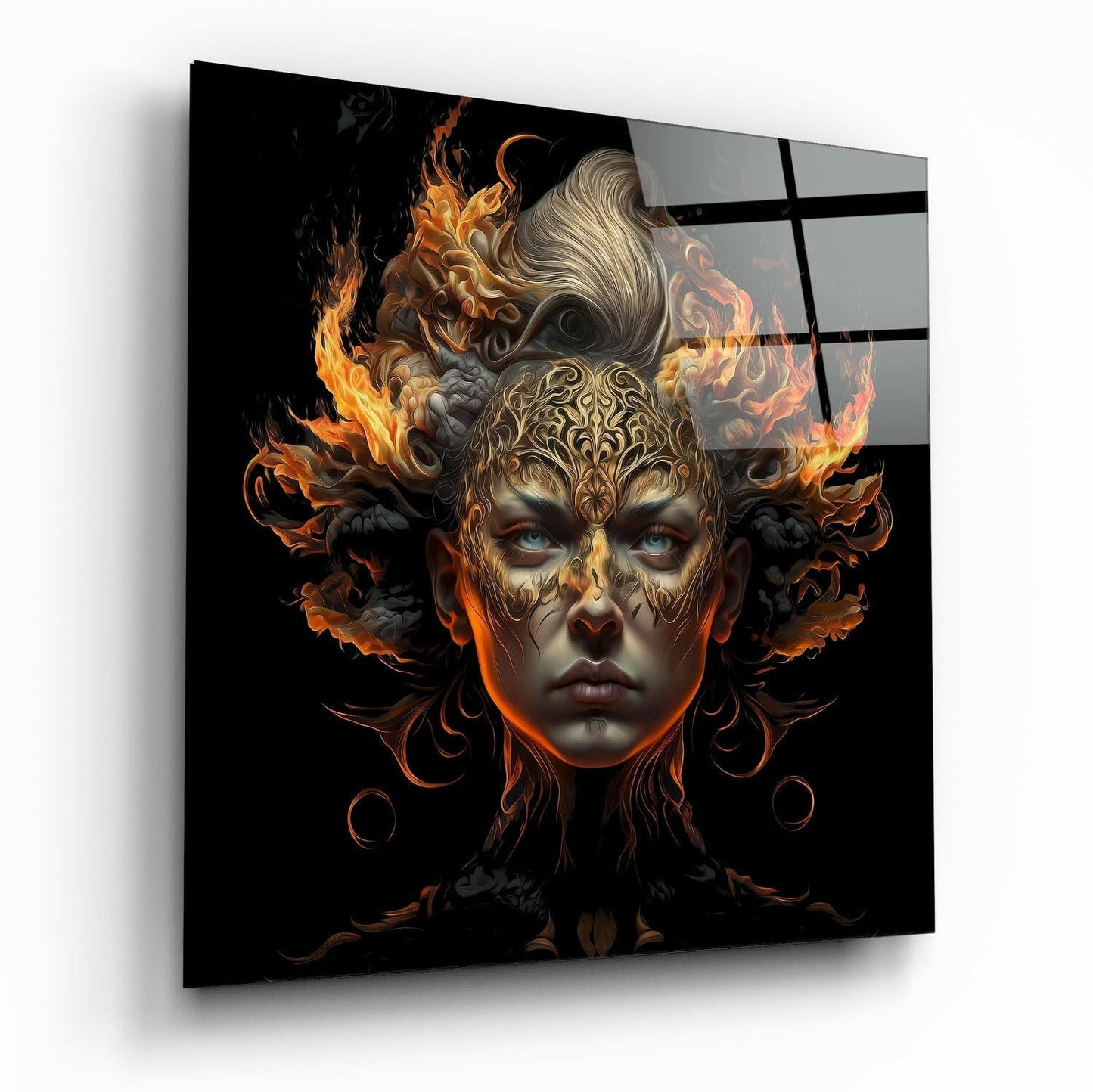 The Wrath of the Woman glass wall art figurative design