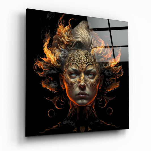 The Wrath of the Woman glass wall art figurative design
