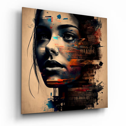 Woman glass wall art portrait