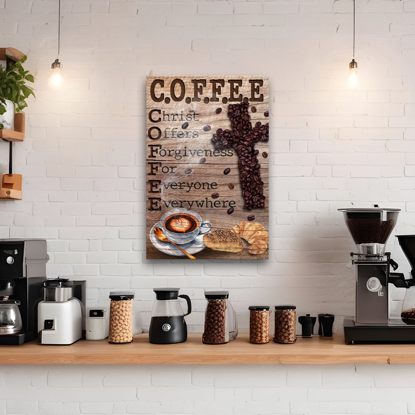 Christ and Coffee III Faith Sign Canvas Wall Art