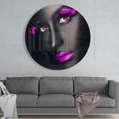 Purple Lashes and Lips Glass Wall Art