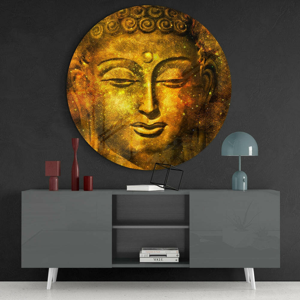 Buddha Round Glass Wall Art