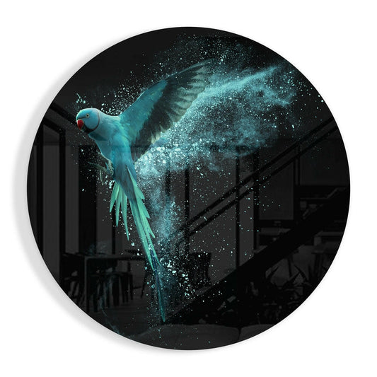 Bird portrait glass wall art - close-up bird print on tempered glass, high-gloss UV-resistant finish