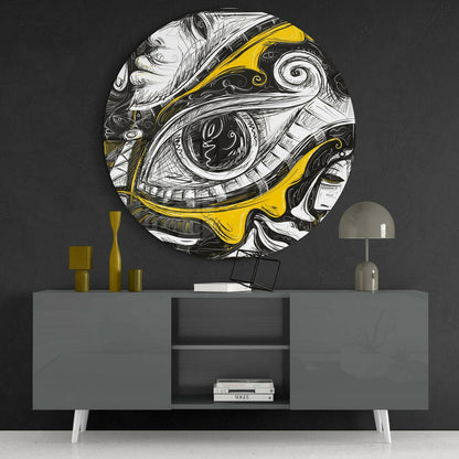 Yellow and Black Sketch Eye Glass Wall Art